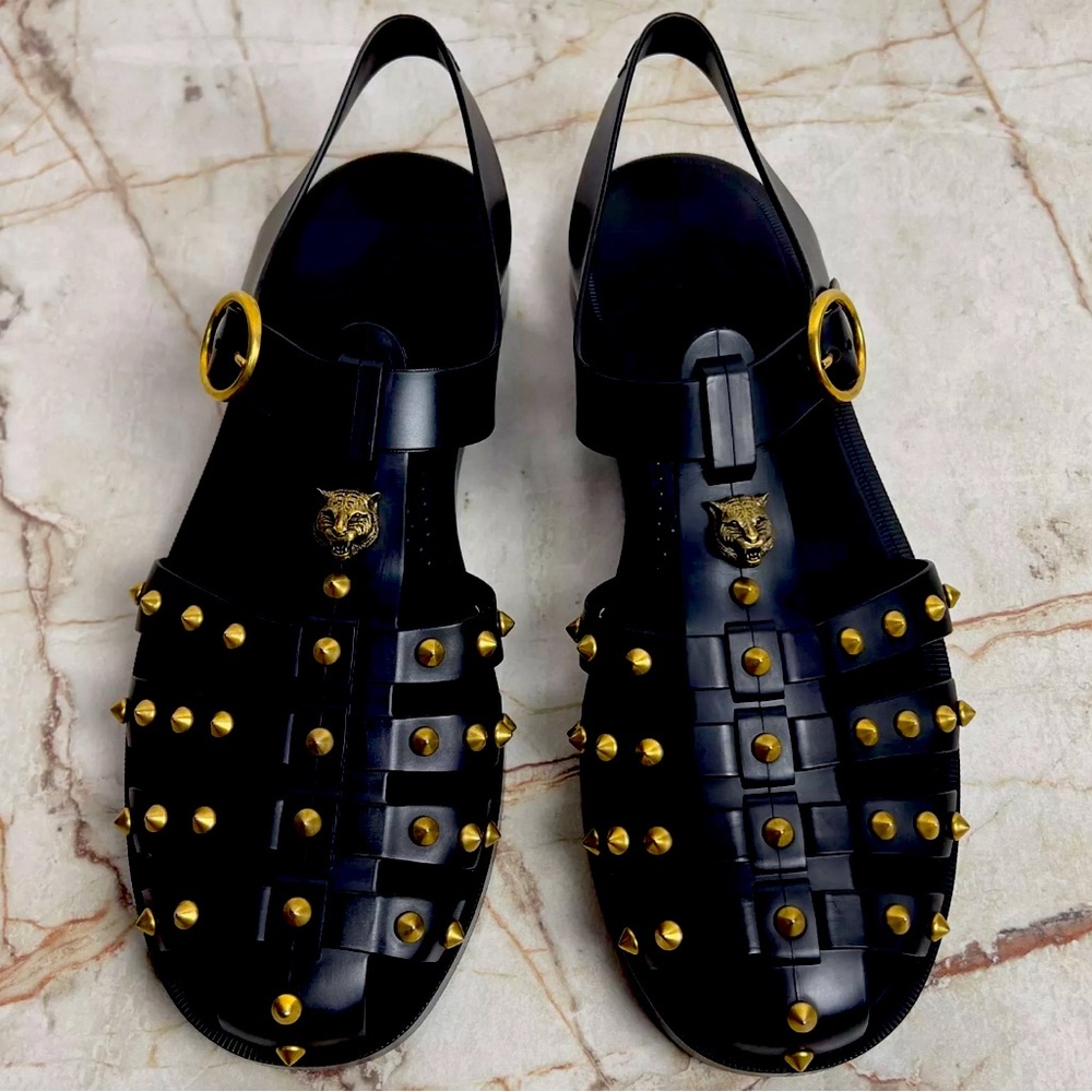 Gucci Tiger Men's Jelly Gladiator Sandals Shoes Studded Size 11 Authenticated